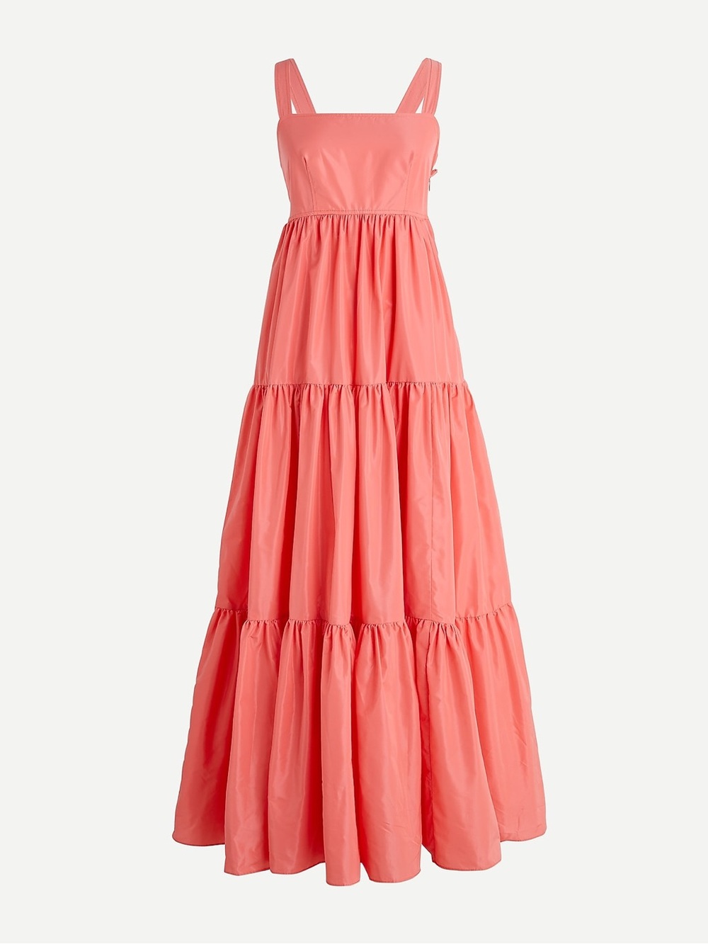 J. Crew Tiered Maxi Dress in Taffeta Size 8 Vibrant Coral